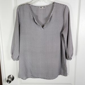 Women's Black and White Patterned Top Size Small Pleione